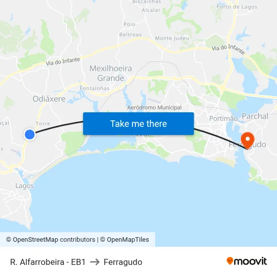 R. Alfarrobeira - EB1 to Ferragudo map