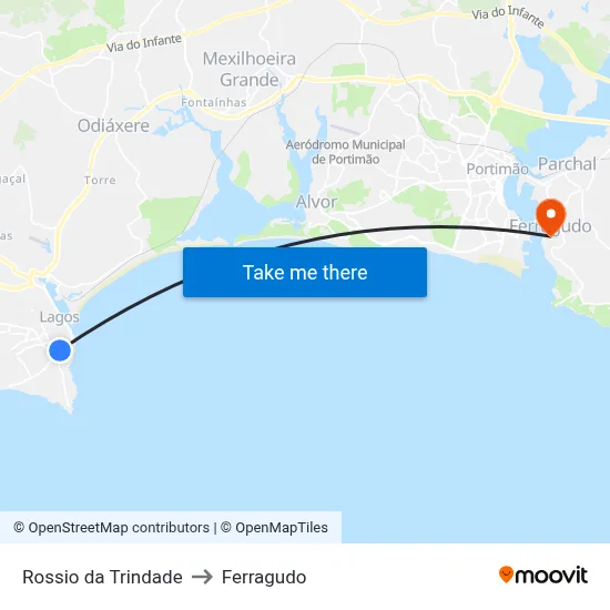 Rossio da Trindade to Ferragudo map