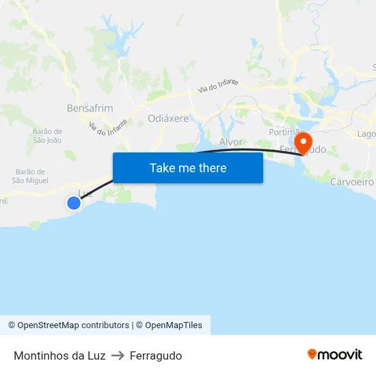Montinhos da Luz to Ferragudo map