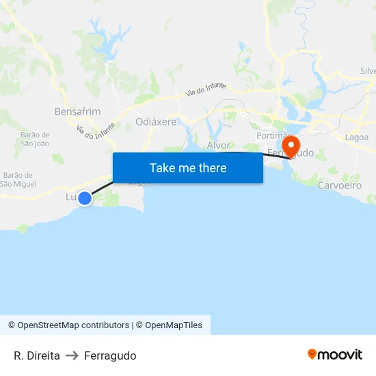 R. Direita to Ferragudo map