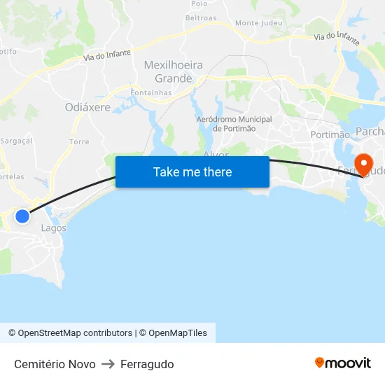 Cemitério Novo to Ferragudo map