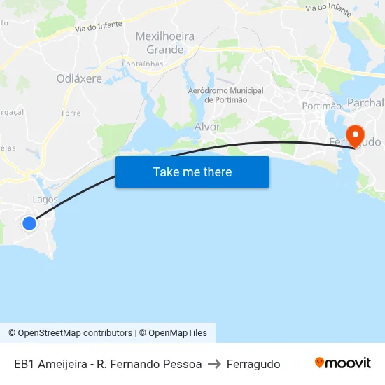 EB1 Ameijeira - R. Fernando Pessoa to Ferragudo map