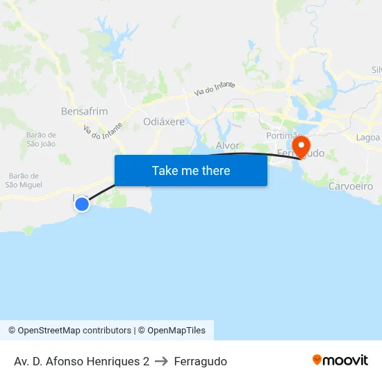 Av. D. Afonso Henriques 2 to Ferragudo map