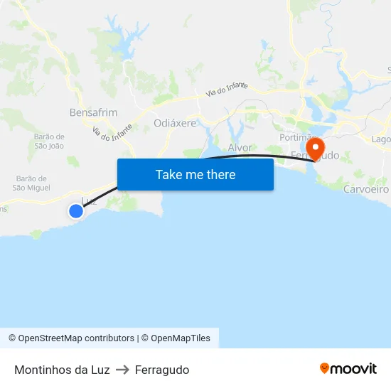 Montinhos da Luz to Ferragudo map