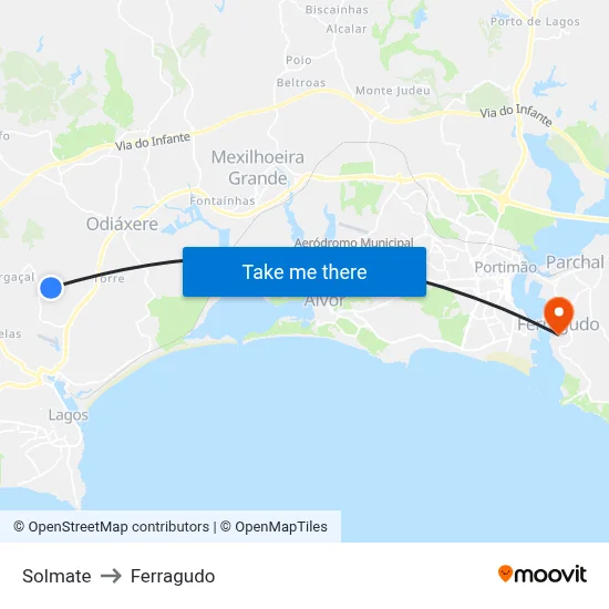 Solmate to Ferragudo map
