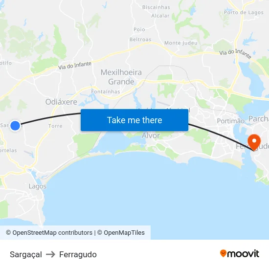 Sargaçal to Ferragudo map