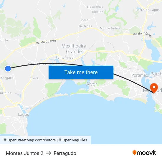 Montes Juntos 2 to Ferragudo map