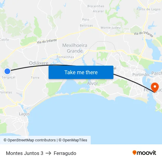 Montes Juntos 3 to Ferragudo map