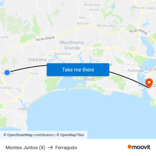 Montes Juntos (X) to Ferragudo map