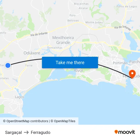 Sargaçal to Ferragudo map