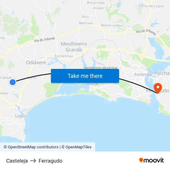 Casteleja to Ferragudo map