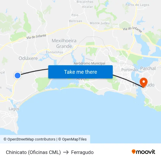 Chinicato (Oficinas CML) to Ferragudo map