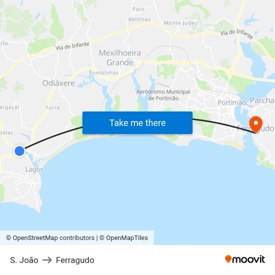 S. João to Ferragudo map