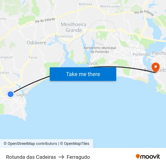 Rotunda das Cadeiras to Ferragudo map
