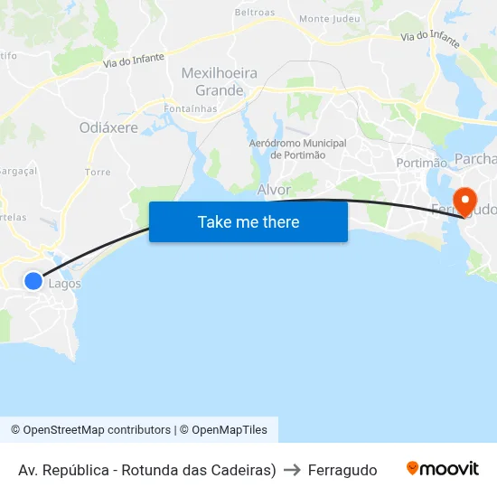 Av. República - Rotunda das Cadeiras) to Ferragudo map