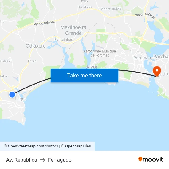 Av. República to Ferragudo map