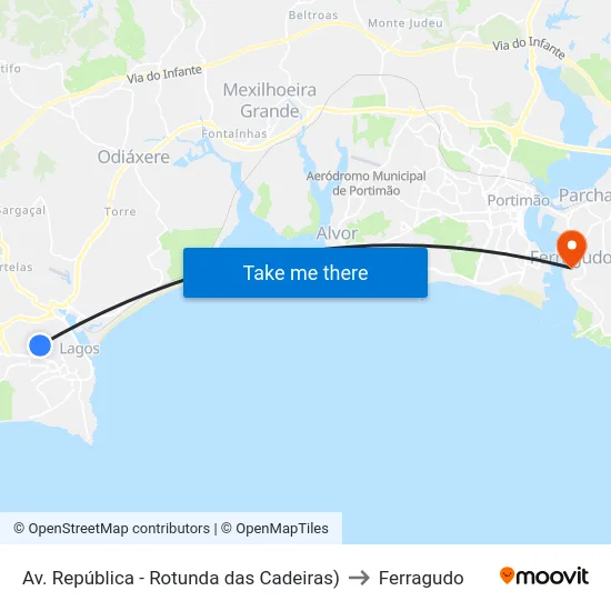 Av. República - Rotunda das Cadeiras) to Ferragudo map