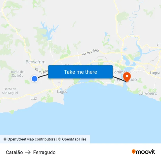 Catalão to Ferragudo map