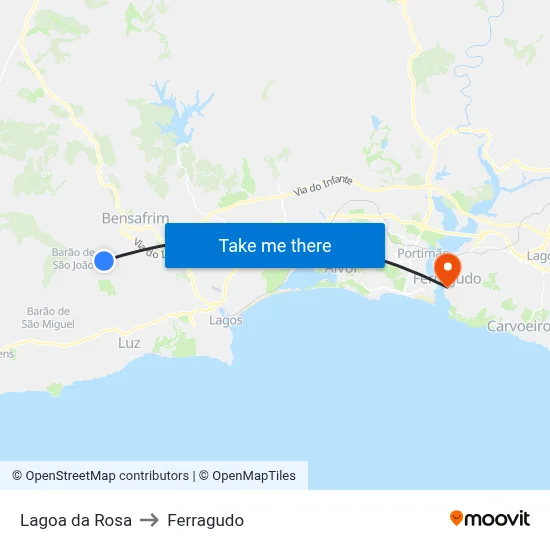 Lagoa da Rosa to Ferragudo map