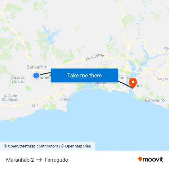 Maranhão 2 to Ferragudo map