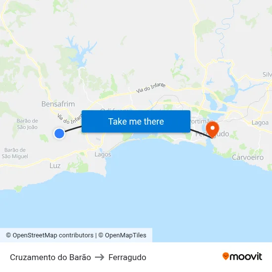 Cruzamento do Barão to Ferragudo map