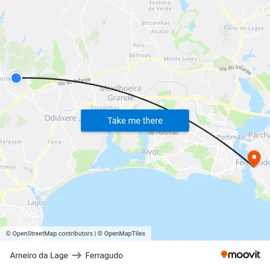 Arneiro da Lage to Ferragudo map