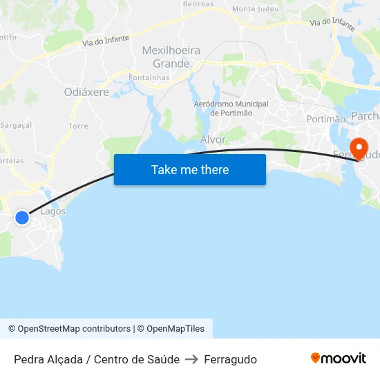 Pedra Alçada / Centro de Saúde to Ferragudo map
