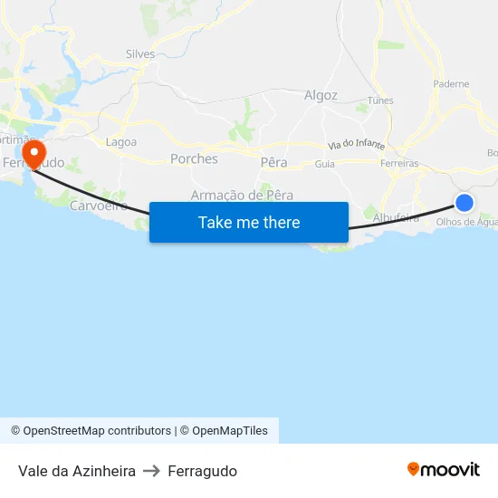 Vale da Azinheira to Ferragudo map