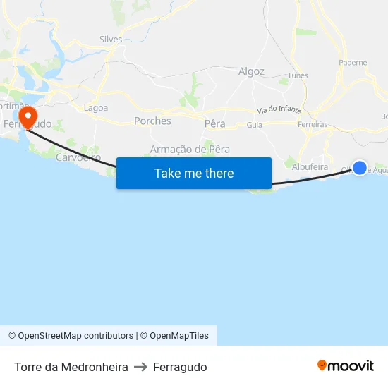 Torre da Medronheira to Ferragudo map