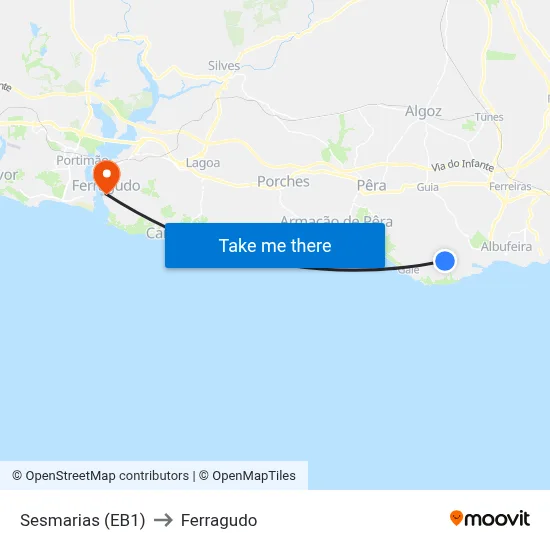Sesmarias (EB1) to Ferragudo map