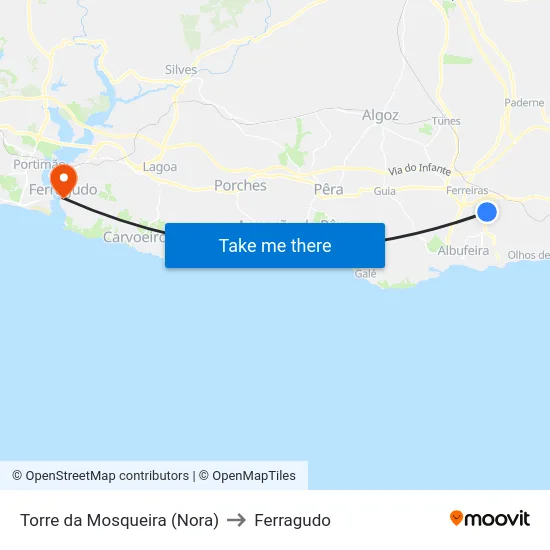 Torre da Mosqueira (Nora) to Ferragudo map