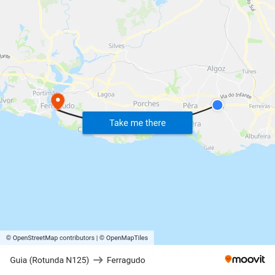 Guia (Rotunda N125) to Ferragudo map