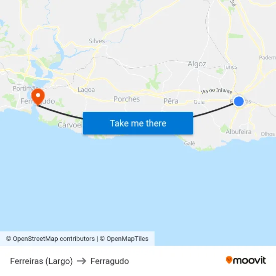 Ferreiras (Largo) to Ferragudo map