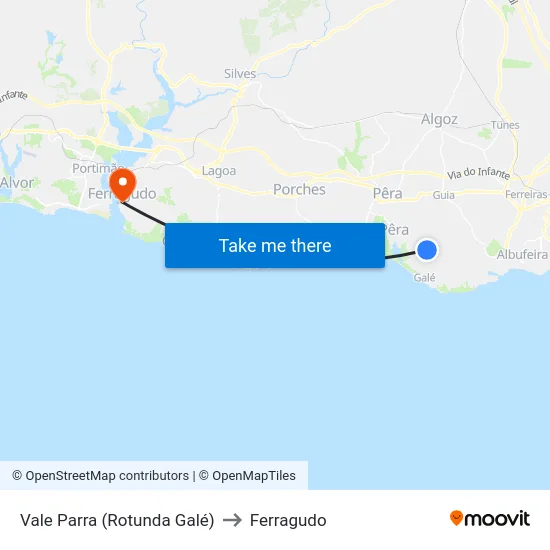 Vale Parra (Rotunda Galé) to Ferragudo map