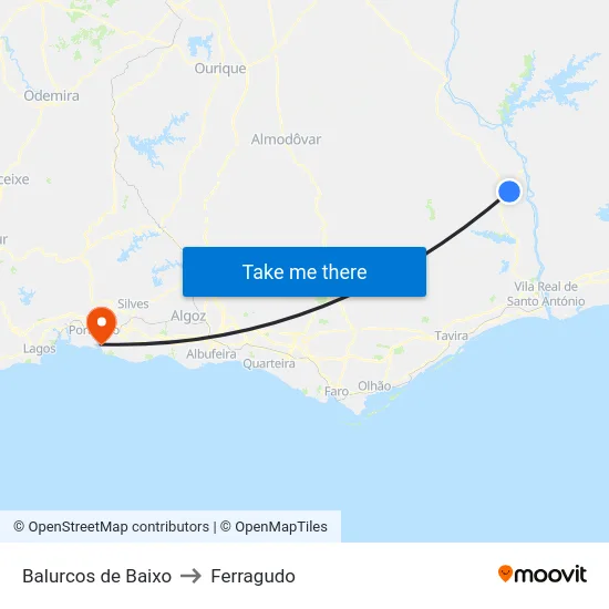 Balurcos de Baixo to Ferragudo map