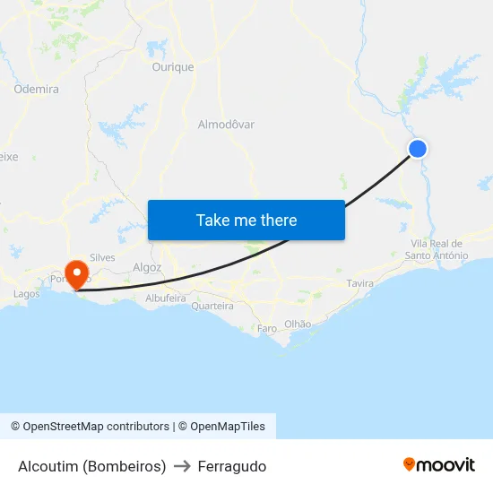 Alcoutim (Bombeiros) to Ferragudo map