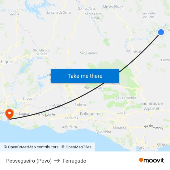 Pessegueiro (Povo) to Ferragudo map