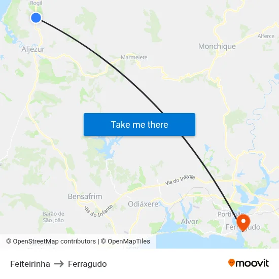 Feiteirinha to Ferragudo map