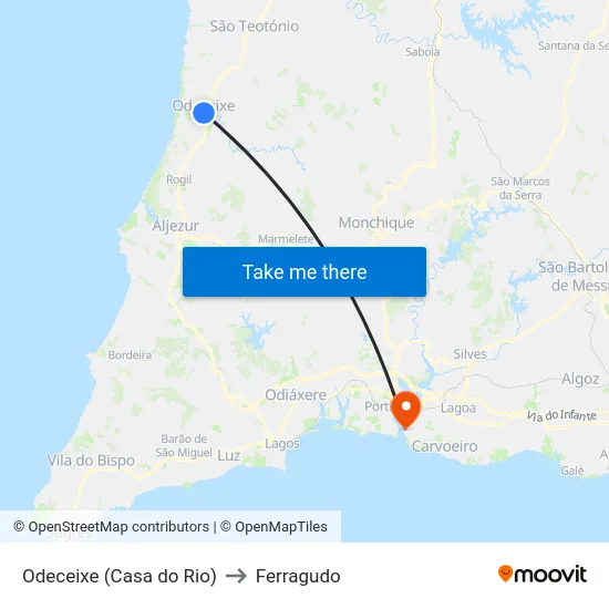 Odeceixe (Casa do Rio) to Ferragudo map
