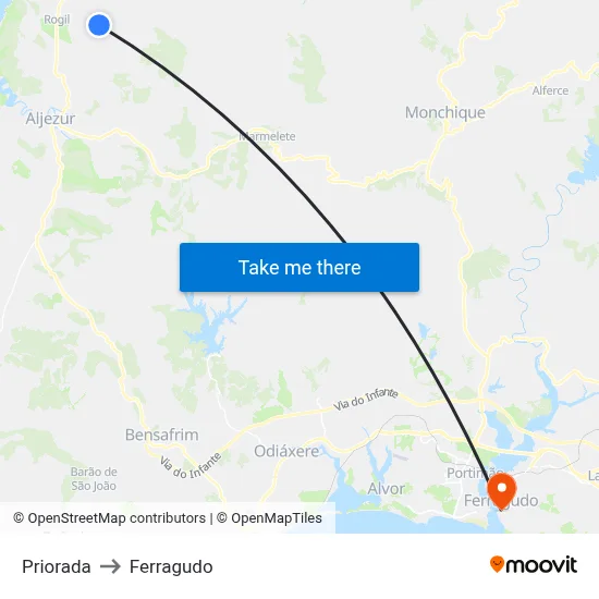 Priorada to Ferragudo map