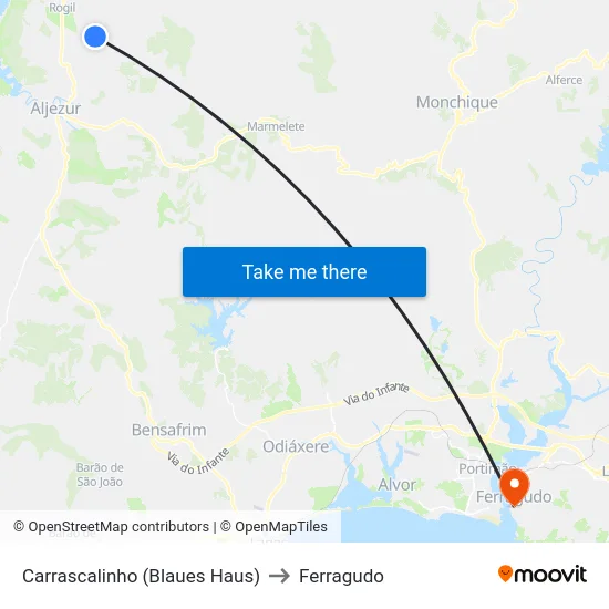 Carrascalinho (Blaues Haus) to Ferragudo map