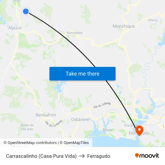 Carrascalinho (Casa Pura Vida) to Ferragudo map