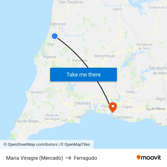 Maria Vinagre (Mercado) to Ferragudo map