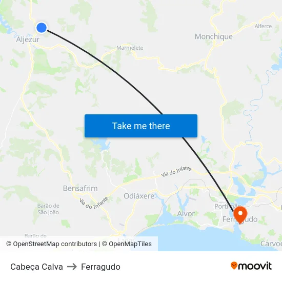 Cabeça Calva to Ferragudo map
