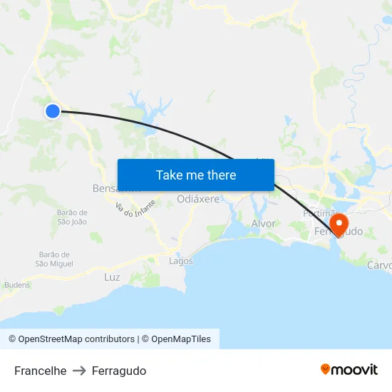 Francelhe to Ferragudo map