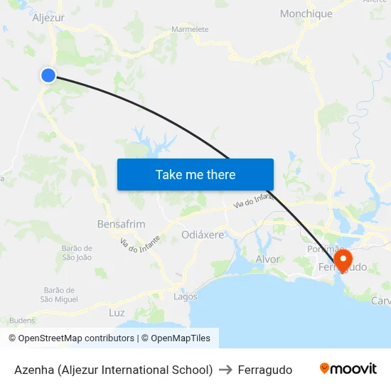 Azenha (Aljezur International School) to Ferragudo map