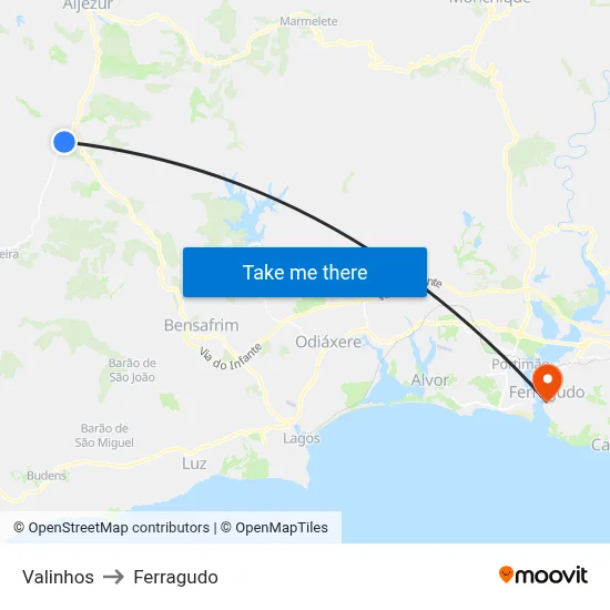 Valinhos to Ferragudo map