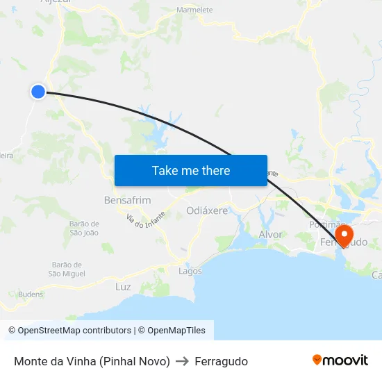 Monte da Vinha (Pinhal Novo) to Ferragudo map