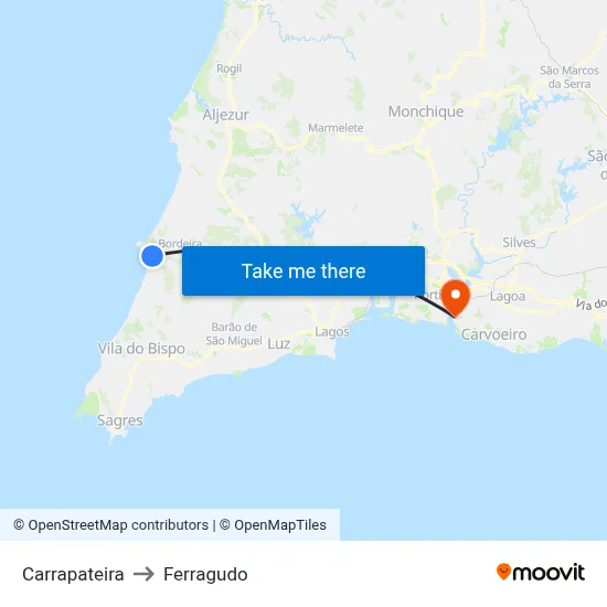 Carrapateira to Ferragudo map