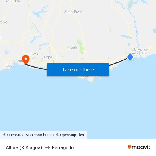 Altura (X Alagoa) to Ferragudo map